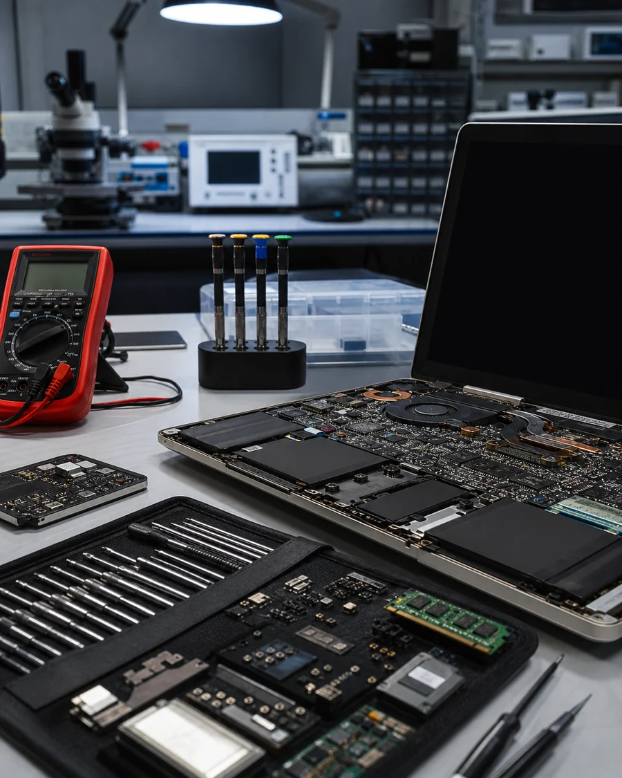 Banco profesional de reparación de computadoras
